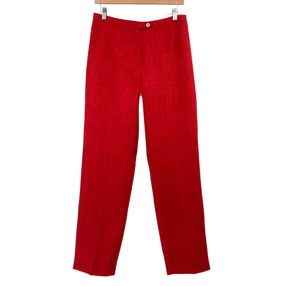 Harve Benard 8 Red Linen Straight Leg Lined Pants Vintage NWT